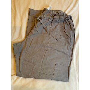 Butter-Soft Stretch Grey Cargo Scrub Pants Womens 2X Elastic Drawstring BSS696